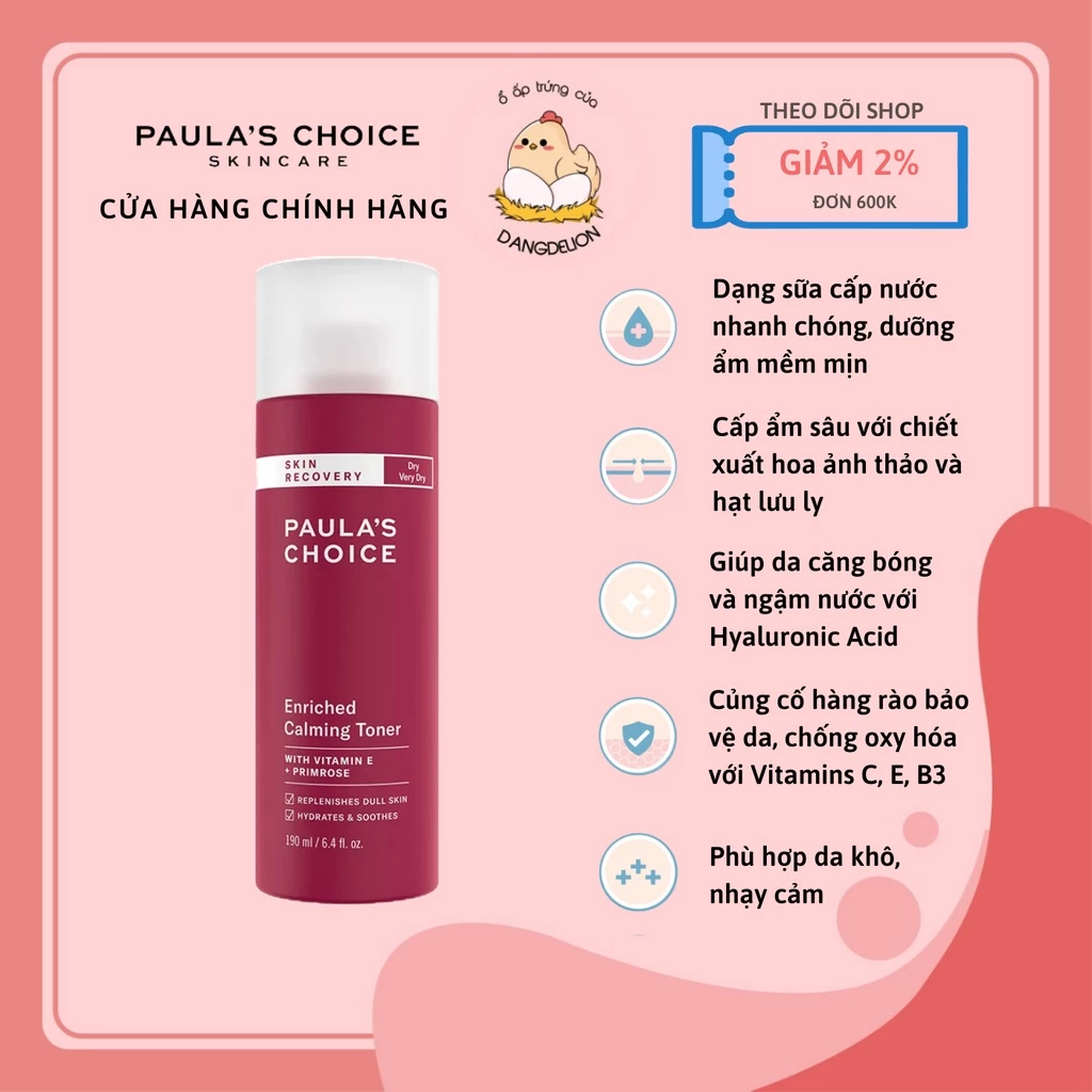 Toner phục hồi độ ẩm cho da Paula's Choice Skin Recovery Enriched Calming Toner 190ml