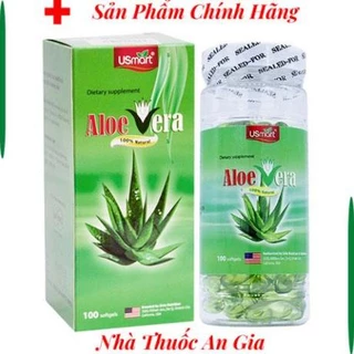 Viên uống Aloe Vera hàng cao cấp giúp chống lão hóa da, giúp dưỡng ẩm cho da. lọ 100 viên