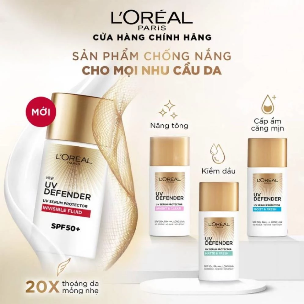 Kem Chống Nắng L'Oreal Paris X20 Thoáng Da Mỏng Nhẹ 50ml Hasaki Sản Phẩm Chính Hãng