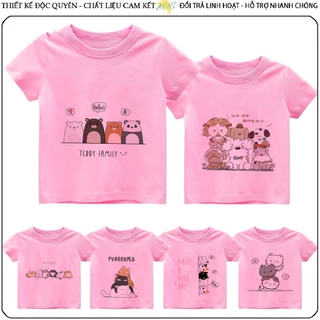 ÁO THUN UNISEX friend mèo cún cat dog cute PHÔNG HỒNG TAY NGẮN NAM NỮ TRẺ EM TRAI GÁI AOMIVN