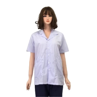 Áo Blouse (Blue) Tay Ngắn, Thân Ngắn, Túi Xéo Dành Cho Bác Sĩ, Dược Sĩ, Điều Dưỡng, Y Tá, Spa