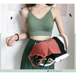 Áo bra nữ hở lưng chữ U hai dây len tăm freesize 37-60kg A01 NY