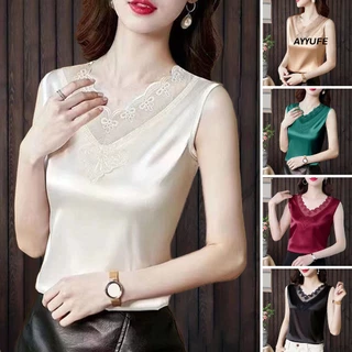 Ayyufe Áo tank top Không Phai Phối Ren Thời Trang Mặc Hàng Ngày Cho Nữ