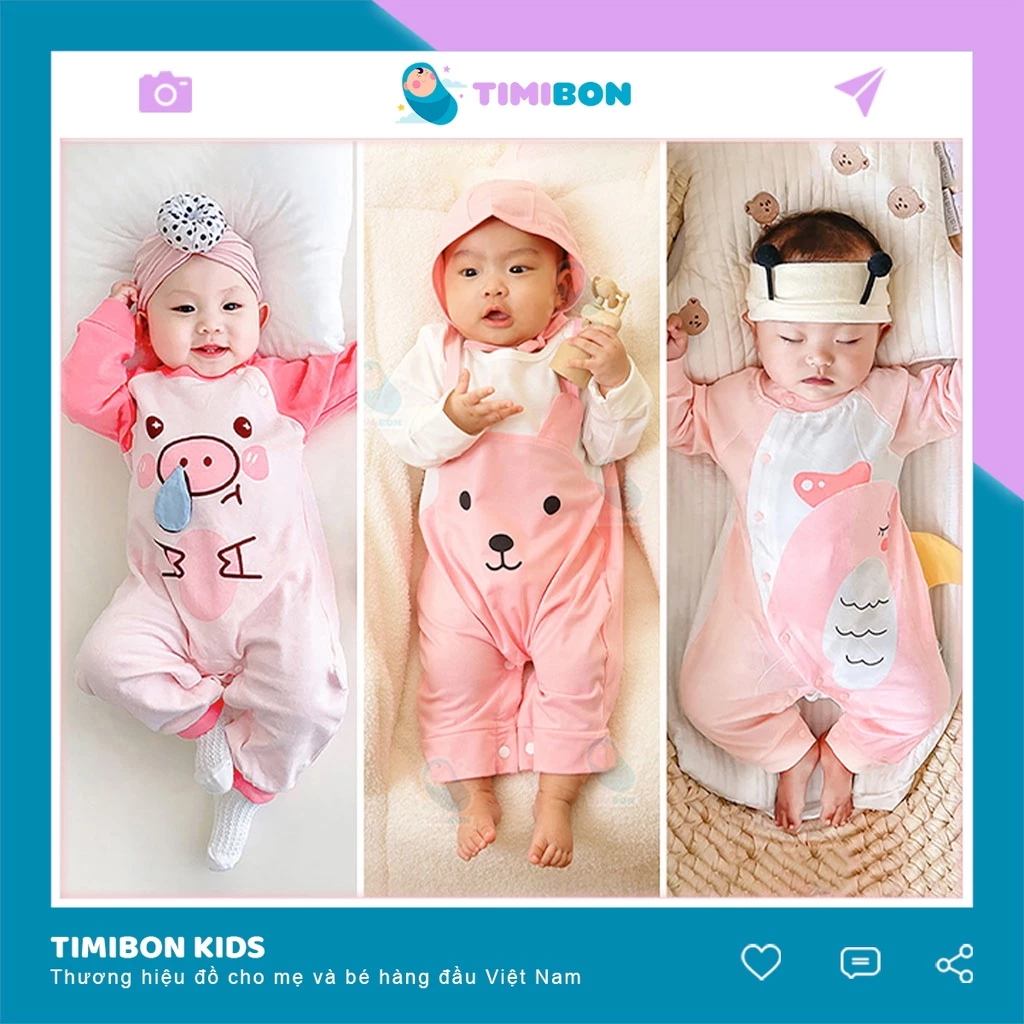 [ Tặng Kèm Mũ ] Quần Áo Trẻ Em Sơ Sinh Bộ Đồ Liền Thân Dài Tay Chất Cotton Bodysuit Màu Hồng Cho Bé Gái [BDD39]