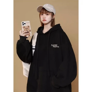 Áo Hoodie giới tính SAME - áo khoác bên ngoài Nỉ Bông Mũ Rộng 4 Màu Bassic Form Rộng Unisex