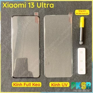 Kính cường lực Xiaomi 13 Ultra loại full keo & loại kính UV trong suốt bo cong chuẩn đẹp