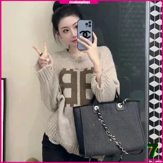 Áo sweater Dệt Kim Cổ Tròn Dáng Rộng Dễ Phối Đồ