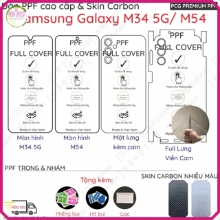 Dán PPF & Vân Carbon Samsung Galaxy M14 5G/ M15 5G/  M34 5G/ M54 5G cho màn hình, mặt lưng, full viền loại trong, nhám