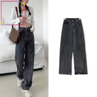 7u77 QUẦN JEANS suông màu xám tro ống rộng phong cách Ulzzang - BLACKICON - QuanJeansuong9875_P7K6