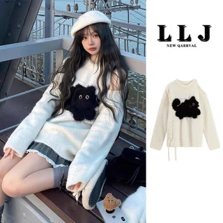 Áo sweater Dệt Kim Trễ Vai Dáng Rộng Thiết Kế Mới Thời Trang Mùa Thu Đông Dành Cho