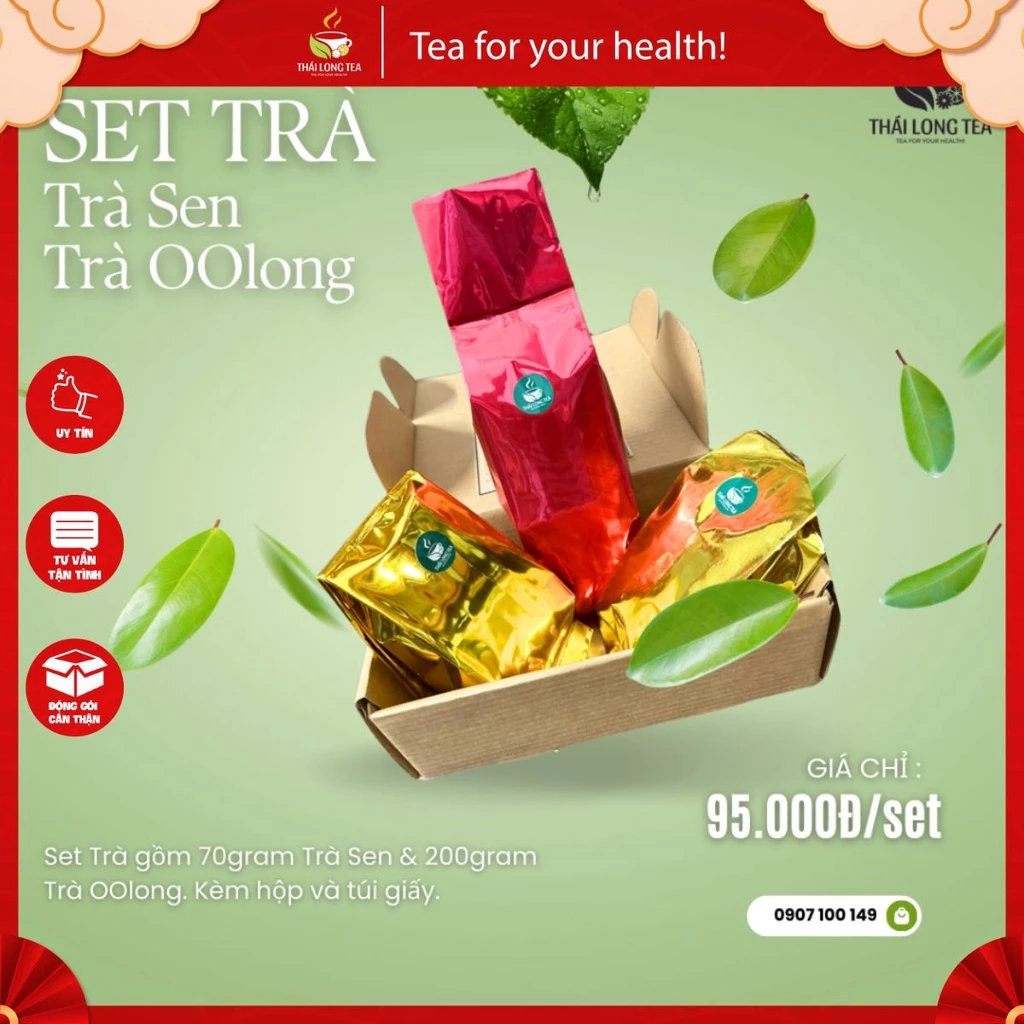 Set Trà làm Quà Tặng/Gồm 70Gram Trà Sen - 200gram Trà OOlong