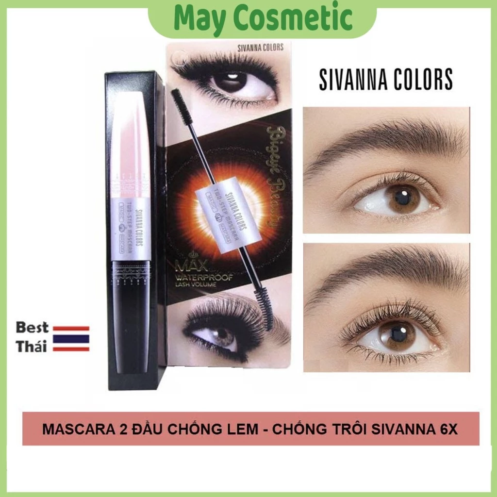 Mascara 2 Đầu Dài Và Dày Mi, Chống Nước Sivanna 6X HF891 Max Waterproof - Maycosmetic