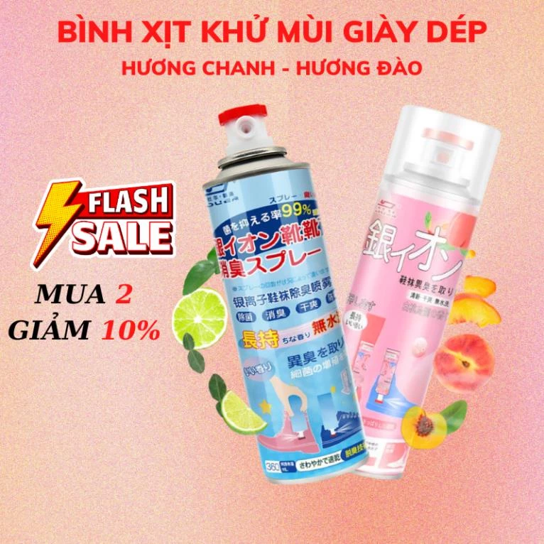 Chai Xịt Khử Mùi Giày Dép NaNo Bạc, Xịt Khử Mùi Hôi Chân Nano Khử Mùi Nhanh Mát Lạnh 260ML