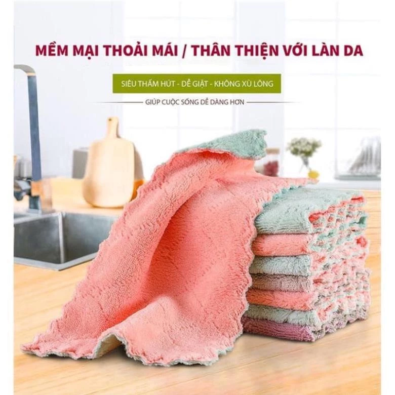 Sét 10 Khăn Lau Bếp Đa Năng 2 Mặt Siêu Thấm Nước