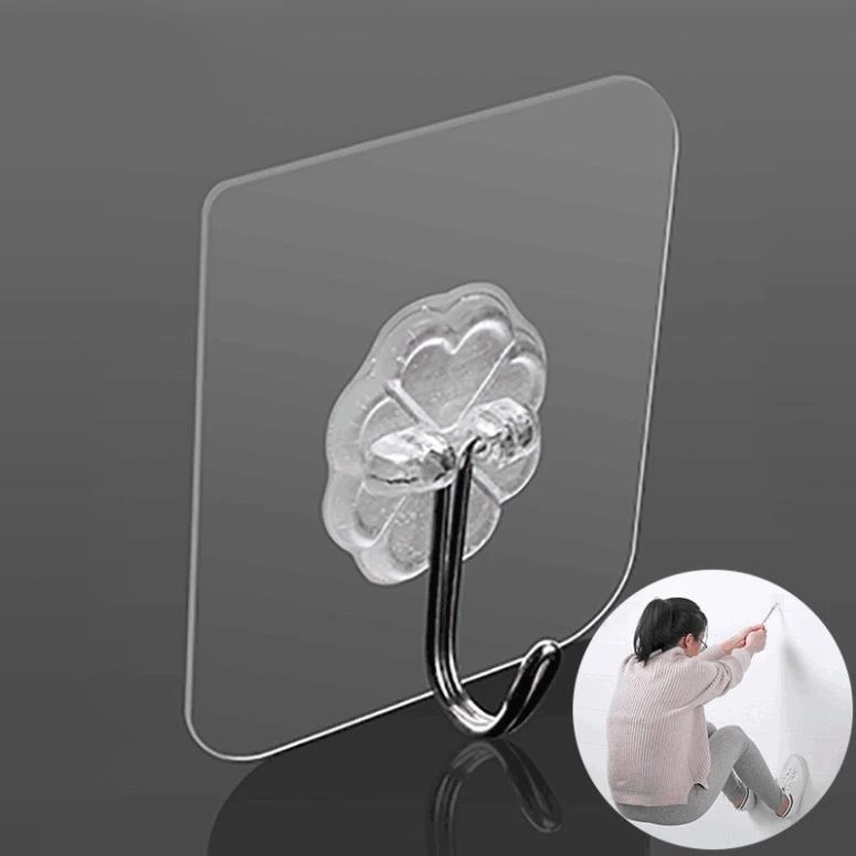 Sét 30 Móc Treo Đồ Dán Tường Siêu Bám Dính Bền Bỉ Kiểu Dáng Trong Suốt Tiện Dụng 5x5cm