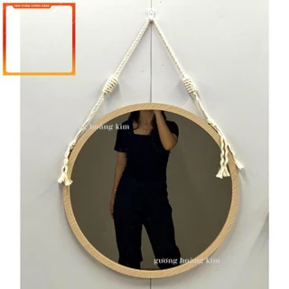 ss Gương treo nhà tắm, gương treo tường decor, full phụ kiện đường kính 50cm viền gỗ giá rẻ  MIRRORTOCTOC KGR01