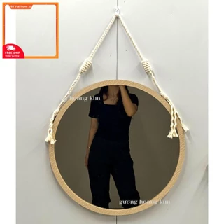 ss Gương treo nhà tắm, gương treo tường decor, full phụ kiện đường kính 50cm viền gỗ giá rẻ  MIRRORTOCTOC KGR01