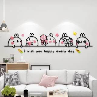 Tranh mica EPeBen dán tường nổi 3d hình Những Chú Thỏ Dễ Thương cà rốt happy every day trang trí Phòng Ngủ, Phòng Cho Bé