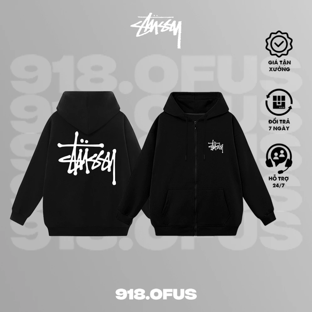 [Hot] Áo Khoác Hoodie Stussy đầy đủ phân loại - Form Rộng Nam Nữ Unisex Vải Nỉ Cotton Mẫu Hot 2023