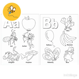 Tranh Tô Màu (Bảng dọc) Bảng chữ cái tiếng anh Alphabet tô màu A4 A5 Dành Cho Màu Sáp, Màu Chì - TM2031