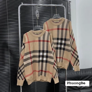 Áo Sweater Len Burberry Hoạ Tiết Kẻ Caro BBR - Áo Len Kẻ Caro Vàng Phong Cách Boy Phố Hàng Loại 1 Chất Len Dày Dặn