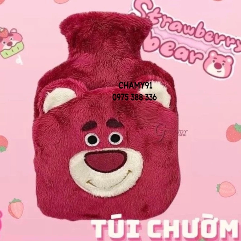 Túi Chườm Bụng Nóng Lạnh Gấu Dâu Lotso 1100ml Chính Hãng Disney A NẤM