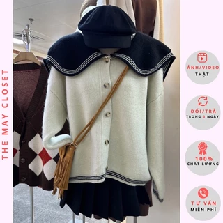 [Ảnh Thật - QCL1] Áo Len Cardigan Cổ Bèo Tiểu Thư Chất Len Dệt Kim Dày Dặn Hàng QC Loại 1 - The May Closet