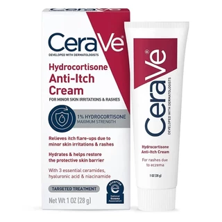 Kem Chống Ngứa Giúp Giảm Phát Ban Tạm Thời Cho Người Dễ Bị Chàm & Da Khô CeraVe  Hydrocortisone Anti-Itch Cream 28g