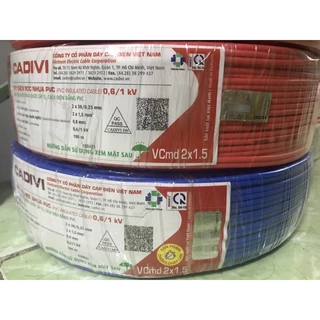 Dây điện Cadivi đôi mềm 2x1.5 có 2x30 sợi đồng Cuộn 100 mét