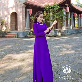 A805 bộ áo dài chiffon tím Huế cổ cao bốn tà (ĐÃ GỒM QUẦN)