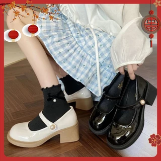 Giày búp bê nữ tăng chiêu cao da bóng lolita mã CCC62