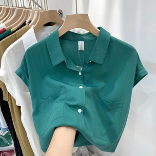 Áo Sơ Mi chiffon Tay Ngắn Dáng Rộng Phong Cách Hàn Quốc Thời Trang Mùa Hè Cho Nữ