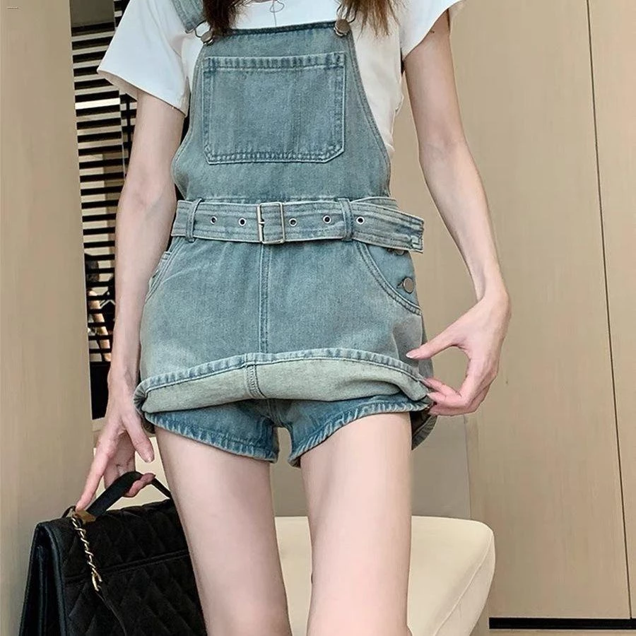 Hàng Có Sẵn Hàng Sẵn! #girls Váy Yếm denim Xanh Nhạt Ôm Eo Thời Trang Mùa Hè Mới Cho Nữ