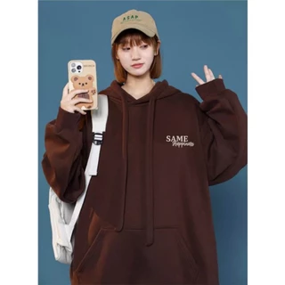 Áo Hoodie giới tính SAME - áo khoác bên ngoài Nỉ Bông Mũ Rộng 4 Màu Bassic Form Rộng Unisex