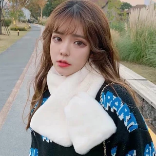Khăn cổ lông thỏ cực ấm mùa đông cho nữ phong cách Hàn Quốc