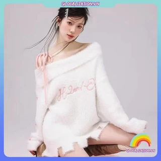 Áo sweater Dáng Rộng In Chữ Thời Trang Trẻ Trung