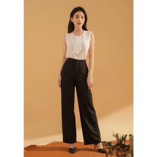 Quần tây ống rộng nữ TINY KING quần âu đen culottes suông dài cạp cao dáng đứng đi học đi làm công sở cao cấp Q15