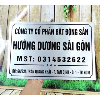 Bảng công ty alu xước bạc + đen, bền, đẹp. kích thước da dạng