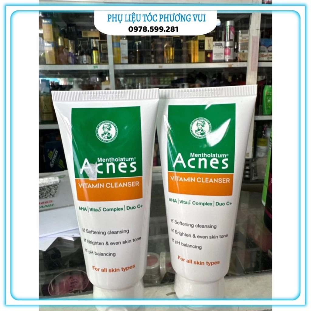 Acnes Vitamin Cleanser – Kem Rửa Mặt Vitamin 100G típ màu vang trămg mẫu mới nhất  da mờ thâm