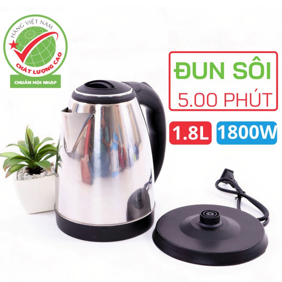 Ấm Siêu Tốc Inox 1,8 Lít Electric Kettle Chính Hãng Đun Sôi Cực Nhanh- Bảo…