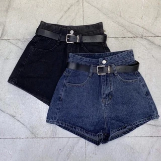 Jiashucheng Quần Short denim Lưng Cao Dáng Rộng Thời Trang Mùa Hè Phong Cách Hàn Quốc Cho Nữ