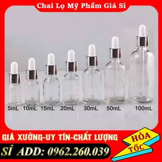 Lọ Chiết Serum 🍶 Lọ Thủy Tinh Nắp Bóp Nhỏ Giọt Khoen Bạc 5ML/10ML Đưng Tinh Dầu, Kem Dưỡng - Chai Lọ Mỹ Phẩm Giá Sỉ