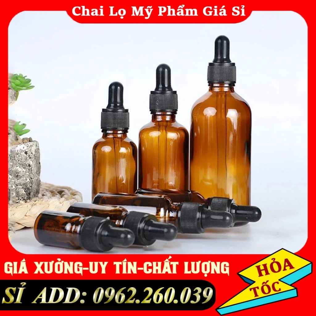 Lọ Chiết Serum 🍶 Lọ Thủy Tinh Nắp Bóp Nhỏ Giọt Khoen Đen Sọc 50ML/100ML Đựng Tinh Dầu Du Lịch - Chai Lọ Mỹ Phẩm Giá Sỉ