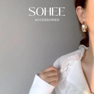 Khuyên tai nữ tròn thiết kế mới chuôi bạc 925 Sohee Accessories dáng tròn basic hình học phụ kiện nữ xinh BT193
