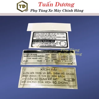 Tem Thông Số Dream Việt Đầy Đủ Chi Tiết [ Dày Dặn ] - Tem Thông Số Dream Việt, Super Dream, Dream Thái Cao Cấp