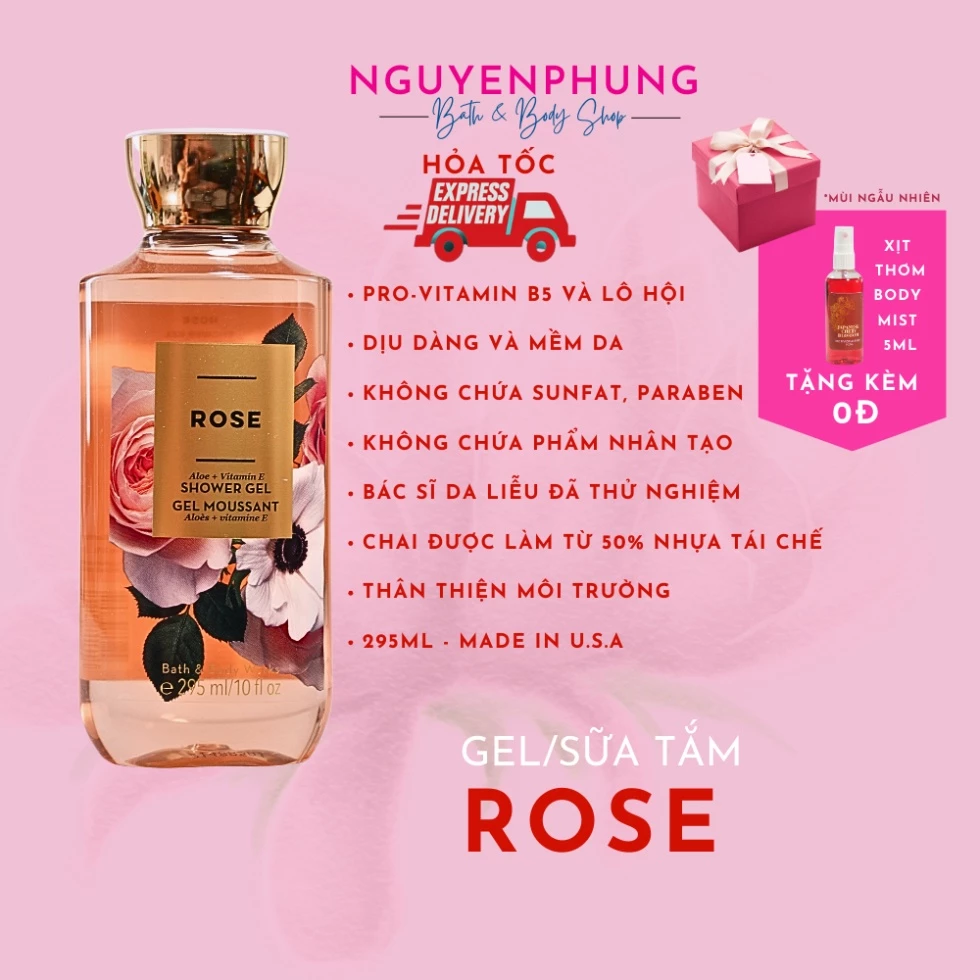 Gel/sữa tắm Rose hoa hồng 295ml - Bath and Body Works