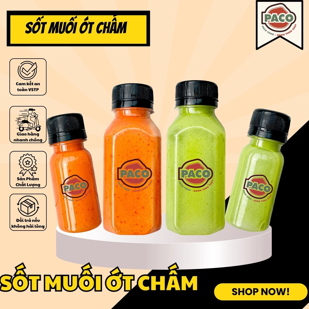 Sốt muối ớt xanh đỏ chấm hải sản ăn kèm mì cay nhà Paco Food
