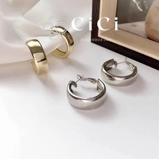 Khuyên tai nữ tròn thiết kế mới chuôi bạc 925 CiCi Accessories dáng tròn basic hình học phụ kiện trang sức nữ xinh BT193