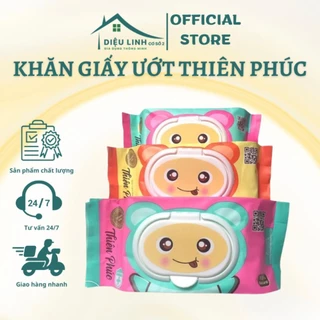 Khăn Giấy Ướt Baby Thiên Phúc 120 Tờ Hình Gấu Siêu Dai Mềm Mịn Không Mùi Cho Bé