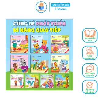 Sách - Truyện tranh Ehon Kỹ Năng Giao Tiếp Cho Bé 2 Tuổi Song Ngữ Kèm File Nghe có túi 10 cuốn